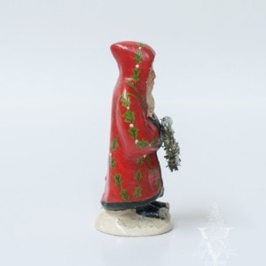 Short Red Santa with Holly Pattern and Wreath