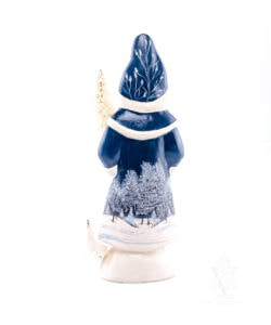 Blue Santa with Silver Bowl and Winter Scene