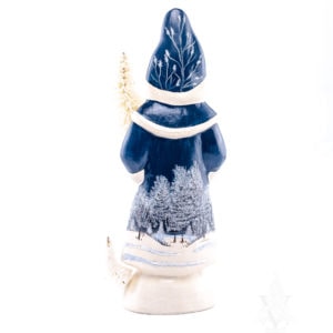 Blue Santa with Silver Bowl and Winter Scene