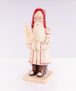 Large White Coat Father Christmas with Tree