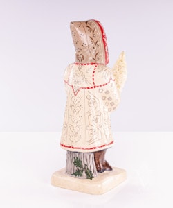 Large White Coat Father Christmas with Tree