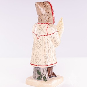 Large White Coat Father Christmas with Tree