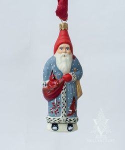 Cardinal Coat Santa Ornament