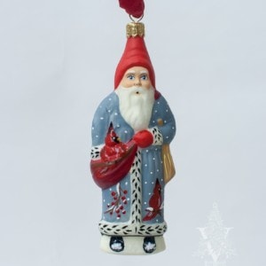 Cardinal Coat Santa Ornament