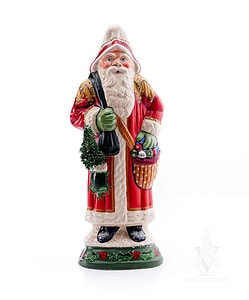 Ornate European Father Christmas with Sack and Tree