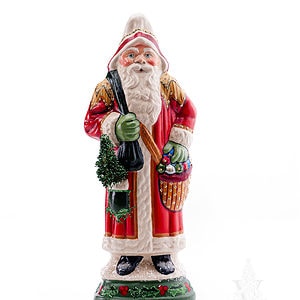 Ornate European Father Christmas with Sack and Tree