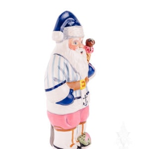 Nautical Nantucket Santa in Seersucker with Ice Cream