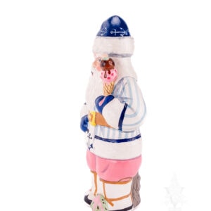 Nautical Nantucket Santa in Seersucker with Ice Cream
