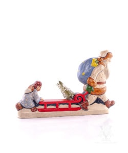 White Father Christmas and Angel Pushing Sled without Ornament