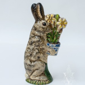 Colonial Brown Rabbit with Delft Flower Pot