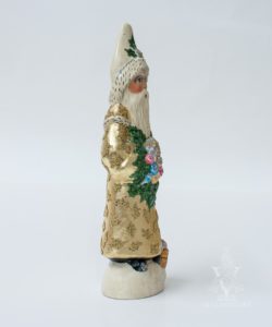Santa in Gold with Shiny Brite Ornaments and Beading