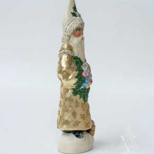 Santa in Gold with Shiny Brite Ornaments and Beading