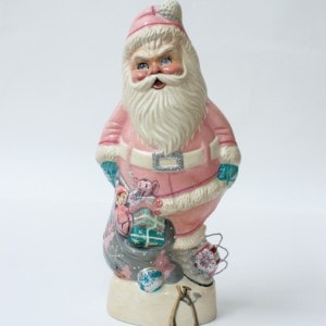 1950's Pink Santa with Shiny Brite Ornaments