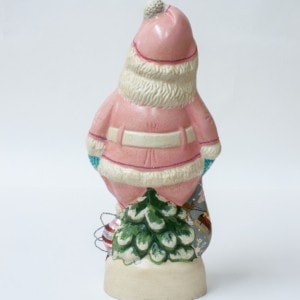 1950's Pink Santa with Shiny Brite Ornaments