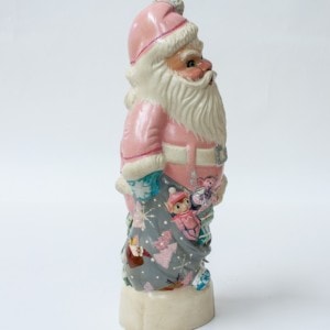 1950's Pink Santa with Shiny Brite Ornaments