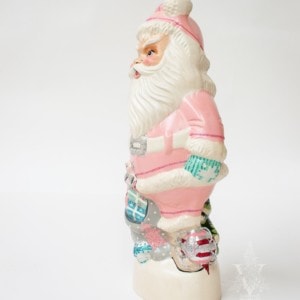 1950's Pink Santa with Shiny Brite Ornaments