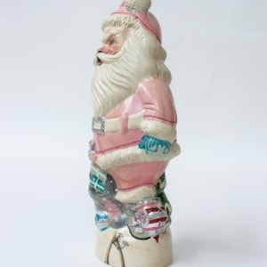 1950's Pink Santa with Shiny Brite Ornaments