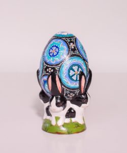 Small Black and Blu Egg with Rabbits