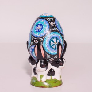 Small Black and Blu Egg with Rabbits