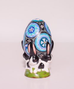 Small Black and Blu Egg with Rabbits