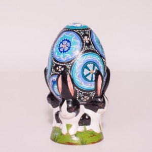 Small Black and Blu Egg with Rabbits