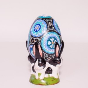 Small Black and Blu Egg with Rabbits