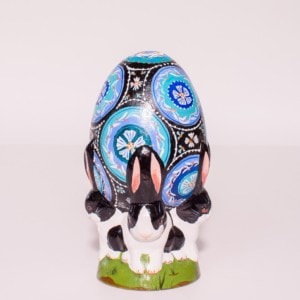 Small Black and Blu Egg with Rabbits