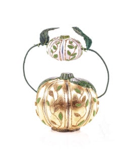 Large Golden Pumpkin Holding Small Pumpkin