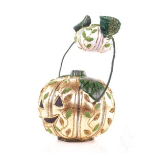 Large Golden Pumpkin Holding Small Pumpkin
