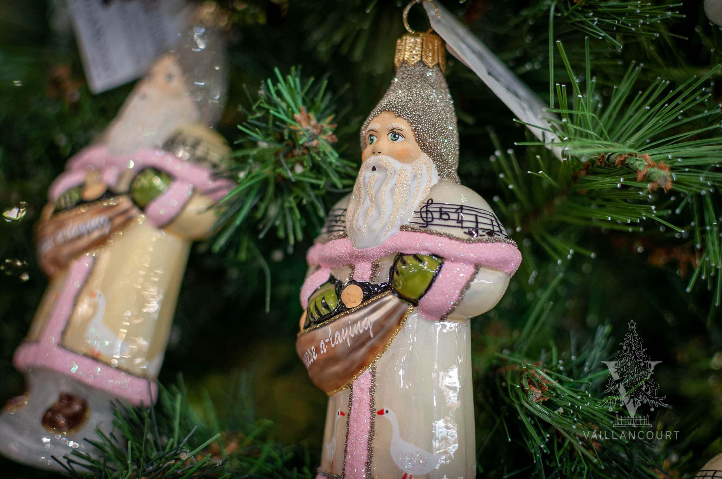 The Twelve Days of Christmas Ornament Collection, both as glimmer and traditional matte.