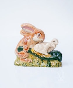 Bunny Pushing Lambs in Wheelbarrow