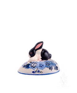 Small Black and White Bunny on Delft Egg