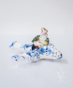 Santa In Gold Flying Delft Plane