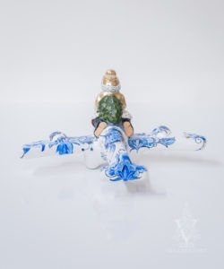 Santa In Gold Flying Delft Plane