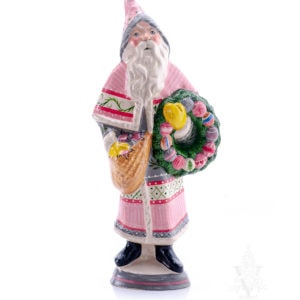 50s Pink Santa with Ornament Wreath