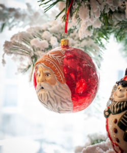 Jingle Balls™ Santa’s Portrait on Pearlized Red