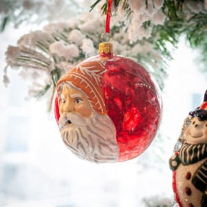 Jingle Balls™ Santa’s Portrait on Pearlized Red