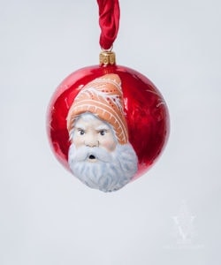 Jingle Balls™ Santa’s Portrait on Pearlized Red