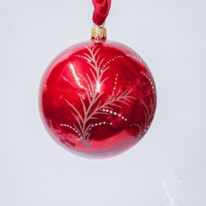Jingle Balls™ Santa’s Portrait on Pearlized Red