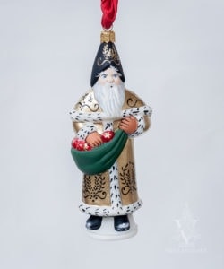 Golden Colonial Santa with Ornaments