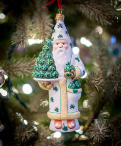 Irish Santa in White with Shamrocks