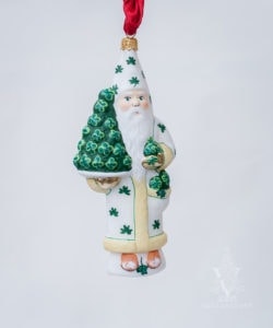 Irish Santa in White with Shamrocks