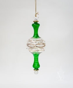 Red and Clear Glass Ornament with Gold Etching