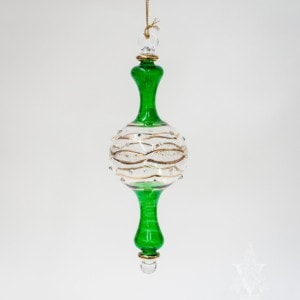 Red and Clear Glass Ornament with Gold Etching