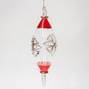 Red and Clear Spire with Gold Etching