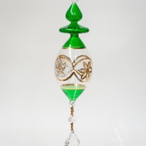 Green and Clear Gold Etched with Crystal Drop