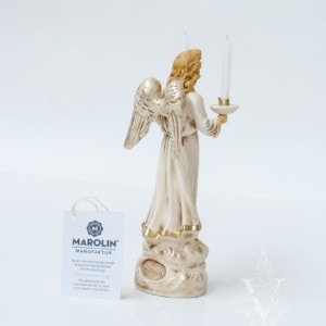 MAROLIN White Angel Holding Candle Sticks