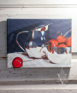 Cherries in Silver Bowl Print