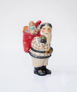 Santa in White with Pumpkin in Sack