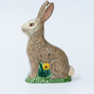 Grey Rabbit with Yellow Flower and Clover